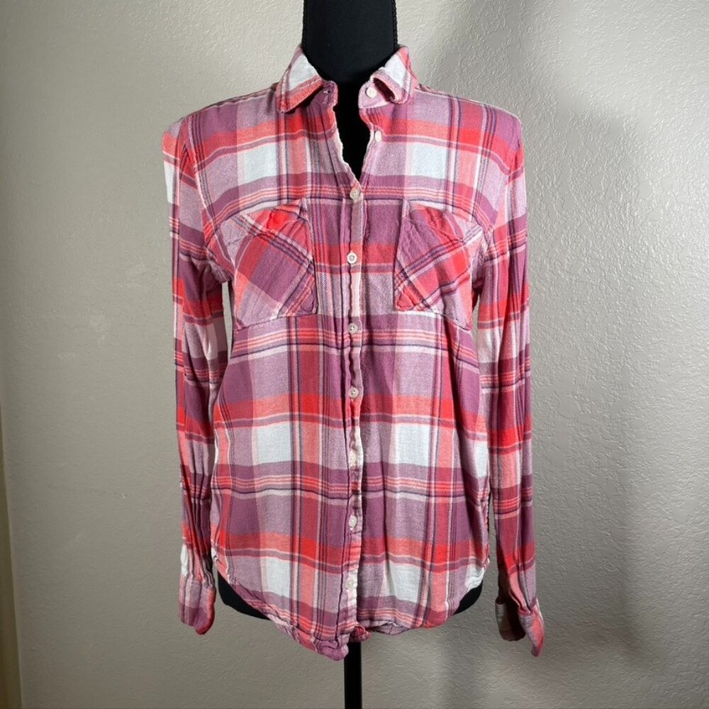 Aeropostale Flannel Plaid Shirt Women's Long Sleeve Button Up • Size: Medium